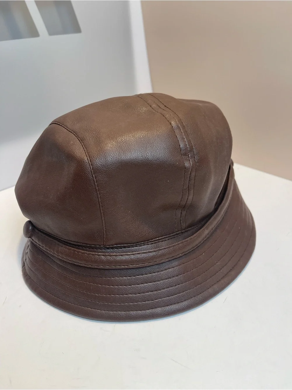 Something Special L.A. Brown Faux Leather Vintage Newsboy Baker Boy Hat Cap L